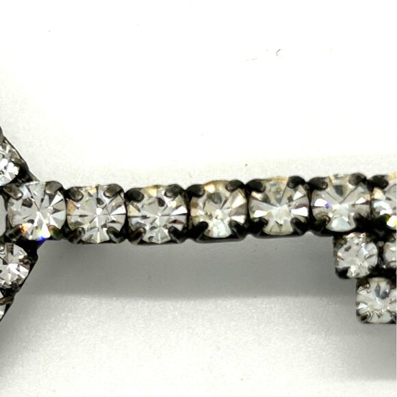 Vintage 1940s Broock Rhinestone Key To My Heart Pot Metal Brooch WWII Era - Picture 4 of 16